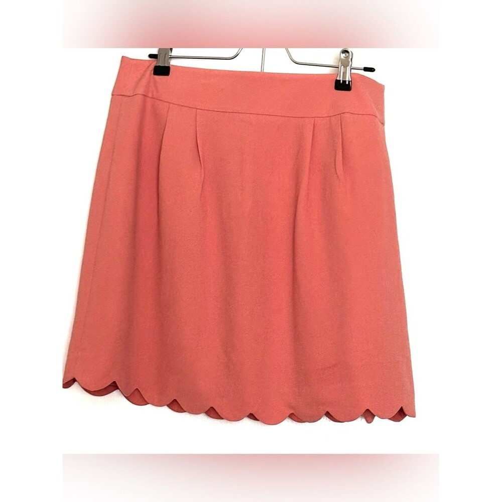 LOFT Scalloped Hem Mini Skirt Peach Coral Size 8
